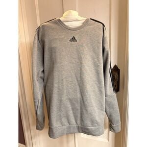 Adidas Men's 3 Stripe Pullover Sweatshirt Gray Size Small